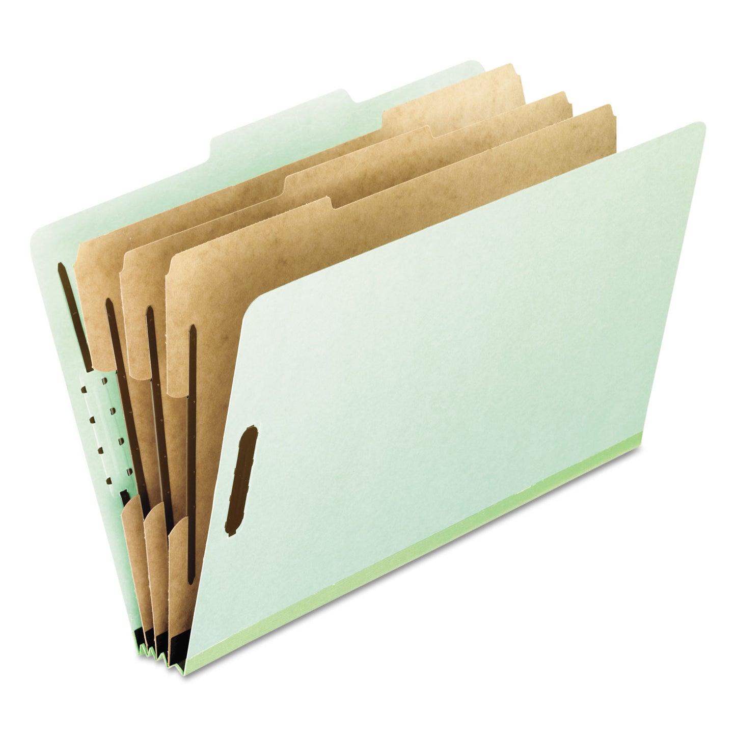Pendaflex Eight-Section Pressboard Classification Folders, 3" Expansion, 3 Dividers, 8 Fasteners, Letter Size, Green Exterior, 10/Box (17174)