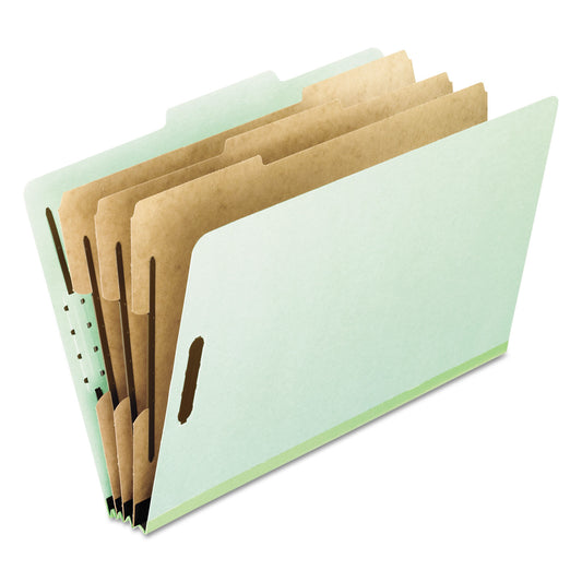 Pendaflex Eight-Section Pressboard Classification Folders, 3" Expansion, 3 Dividers, 8 Fasteners, Letter Size, Green Exterior, 10/Box (17174)