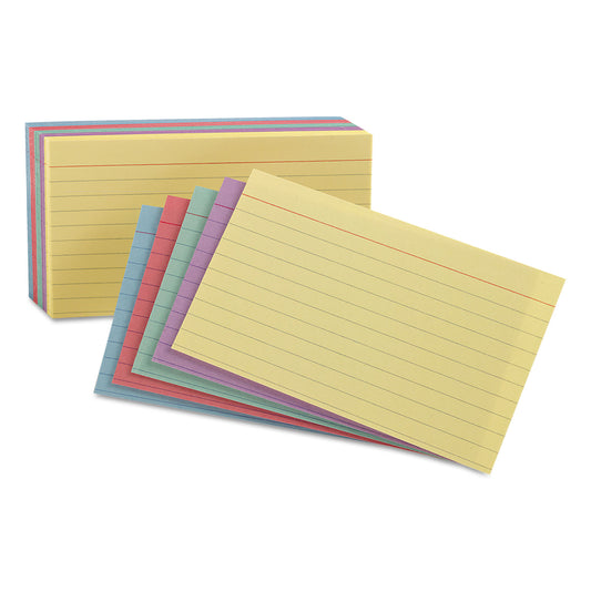 Oxford Ruled Index Cards, 4 x 6, Blue/Violet/Canary/Green/Cherry, 100/Pack (34610)
