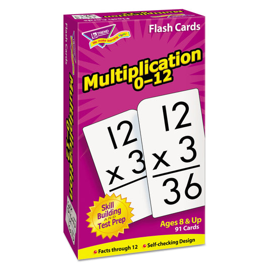 TREND Skill Drill Flash Cards, Multiplication, 3 x 6, Black and White, 91/Pack (T53105)