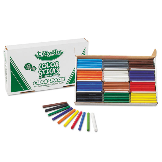 Crayola Color Sticks Classpack Set, 9.7 mm, Assorted Lead and Barrel Colors, 120/Pack (688120)