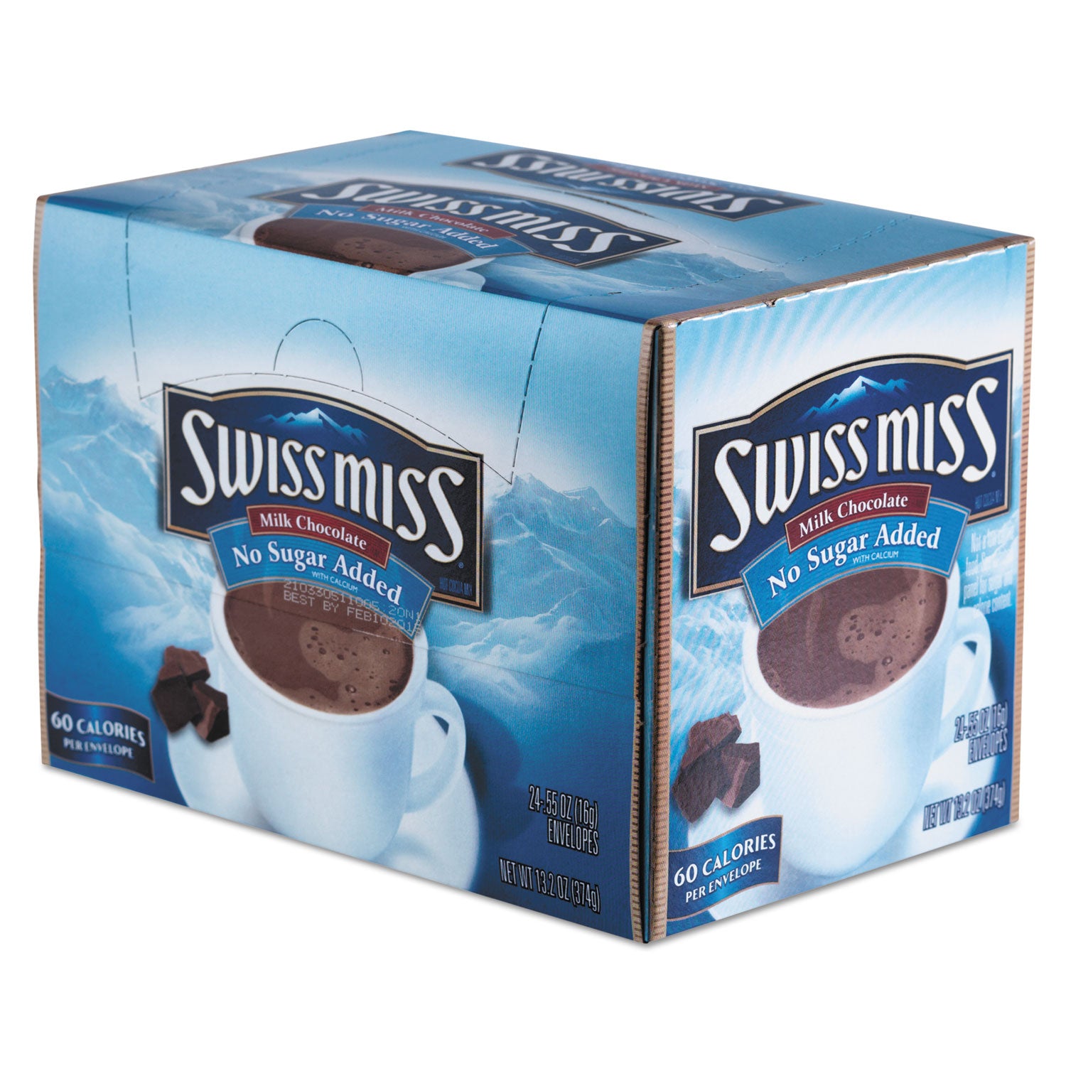 Swiss Miss Hot Cocoa Mix, No Sugar Added, 24 Packets/Box (55584)