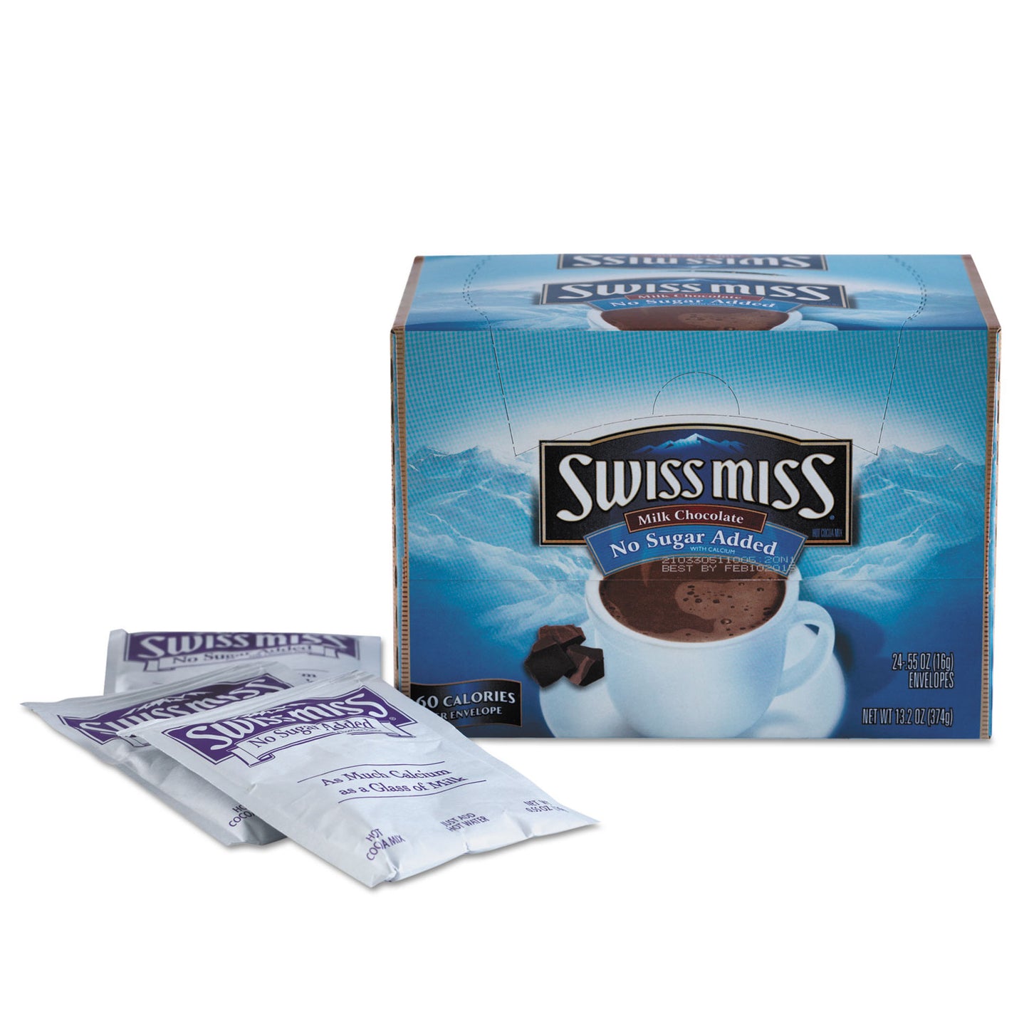 Swiss Miss Hot Cocoa Mix, No Sugar Added, 24 Packets/Box (55584)