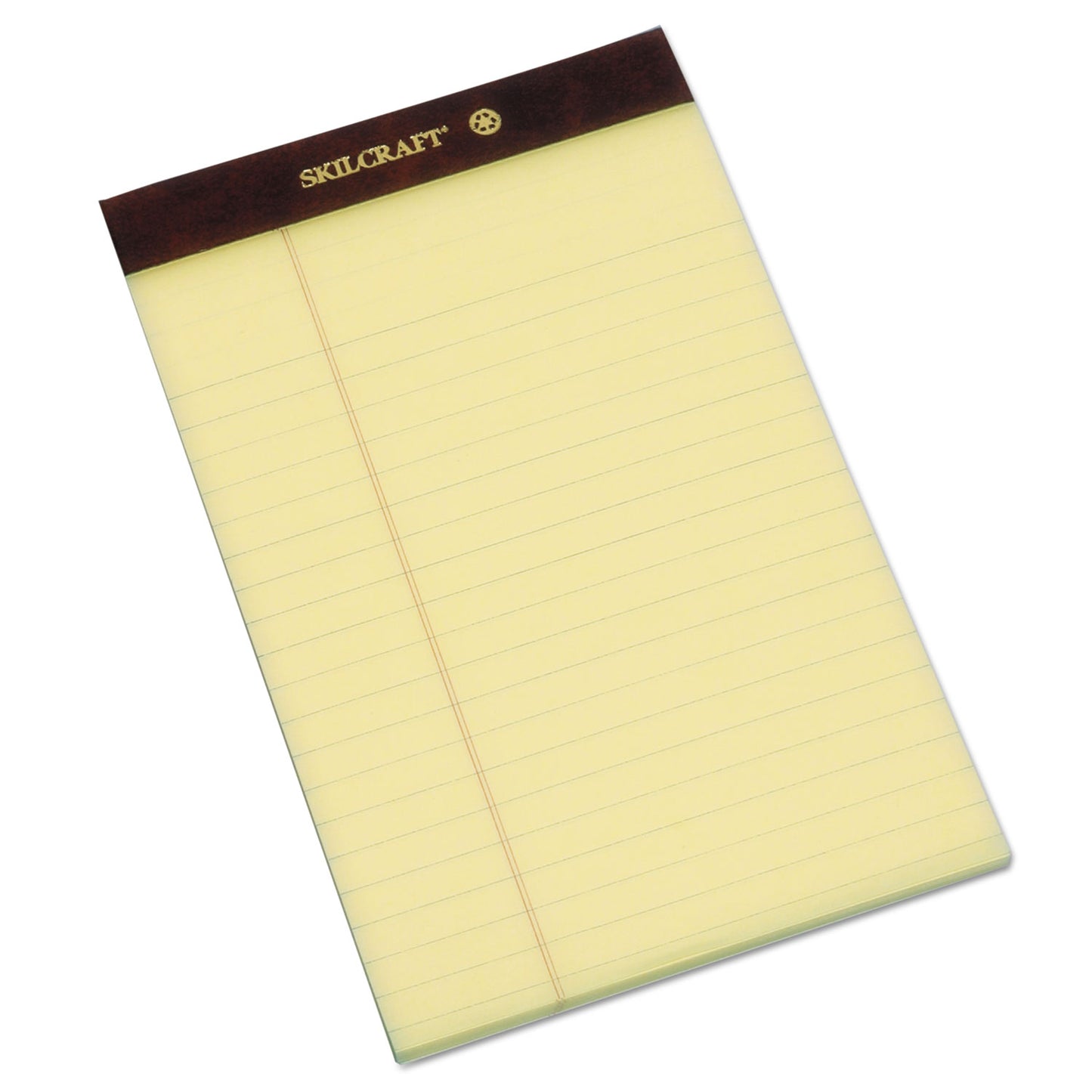 AbilityOne 7530013566726, SKILCRAFT Legal Pads, Wide/Legal Rule, Brown Leatherette Headband, 50 Canary-Yellow 5 x 8 Sheets, Dozen