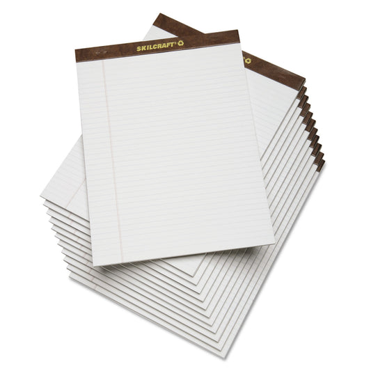 AbilityOne 7530013723108, SKILCRAFT Legal Pads, Wide/Legal Rule, Brown Leatherette Headband, 50 White 8.5 x 11.75 Sheets, Dozen