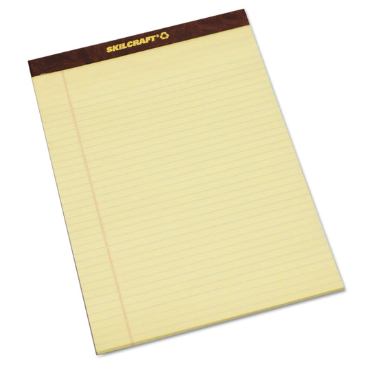 AbilityOne 7530013566727, SKILCRAFT Legal Pads, Wide/Legal Rule, Brown Leatherette Headband, 50 Canary-Yellow 8.5 x 11.75 Sheets, Dozen