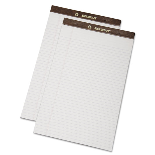 AbilityOne 7530013723109, SKILCRAFT Legal Pads, Wide/Legal Rule, Brown Leatherette Headband, 50 White 8.5 x 14 Sheets, Dozen