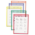 C-Line Reusable Dry Erase Pockets, 9 x 12, Assorted Primary Colors, 5/Pack (40630)