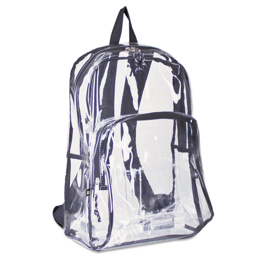 Eastsport Backpack, PVC, 12.5 x 5.5 x 17.5, Clear/Black (193971BJBLK)