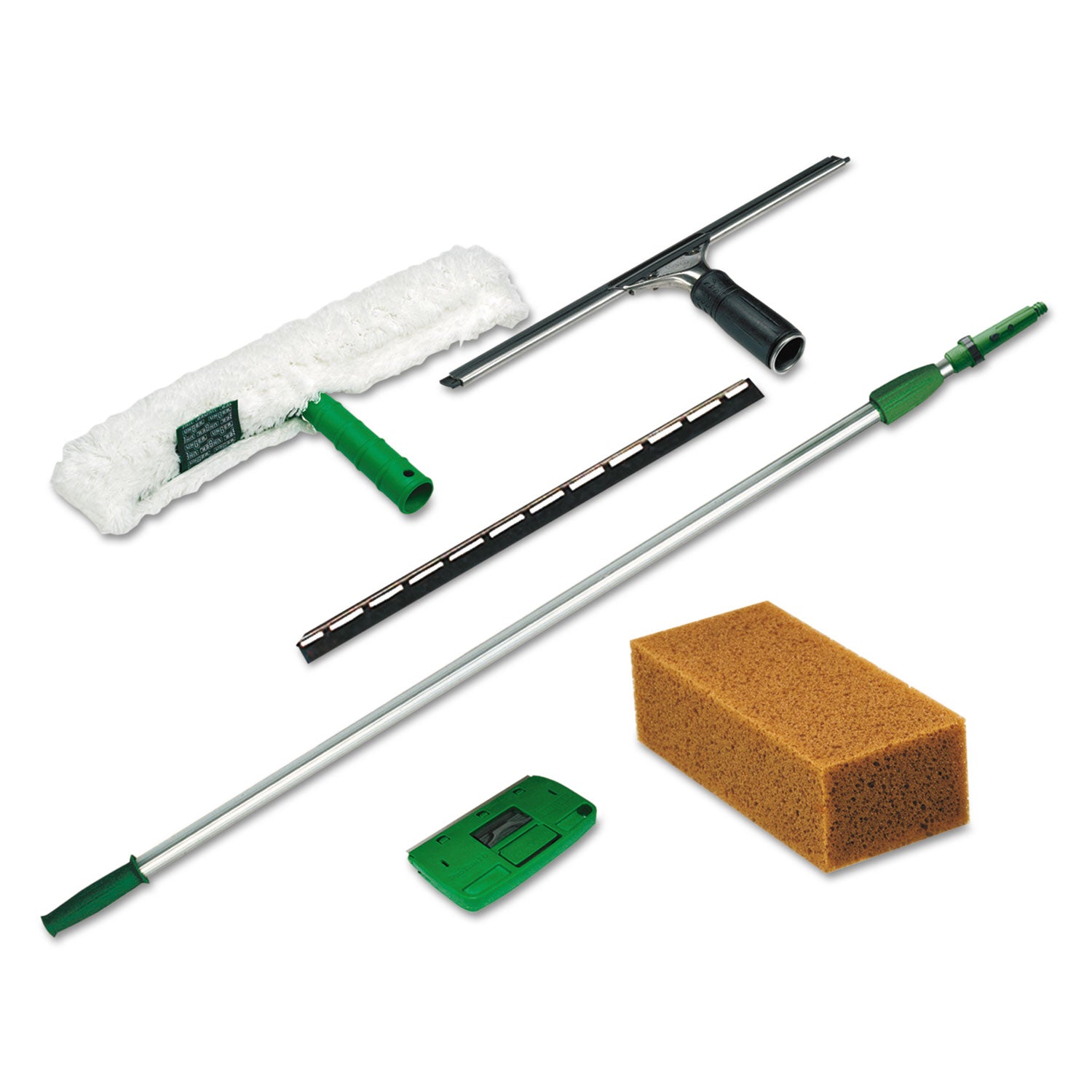 Unger Pro Window Cleaning Kit with 8 ft Pole, Scrubber, Squeegee, Scraper, Sponge (PWK00)