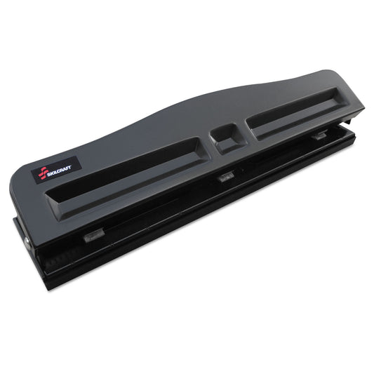 AbilityOne 7520016203828, SKILCRAFT Light-Duty Three-Hole Punch, 9/32" Holes, 8-Sheet, Black