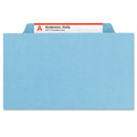 Smead Four-Section Pressboard Top Tab Classification Folders, Four SafeSHIELD Fasteners, 1 Divider, Letter Size, Blue, 10/Box (13730)