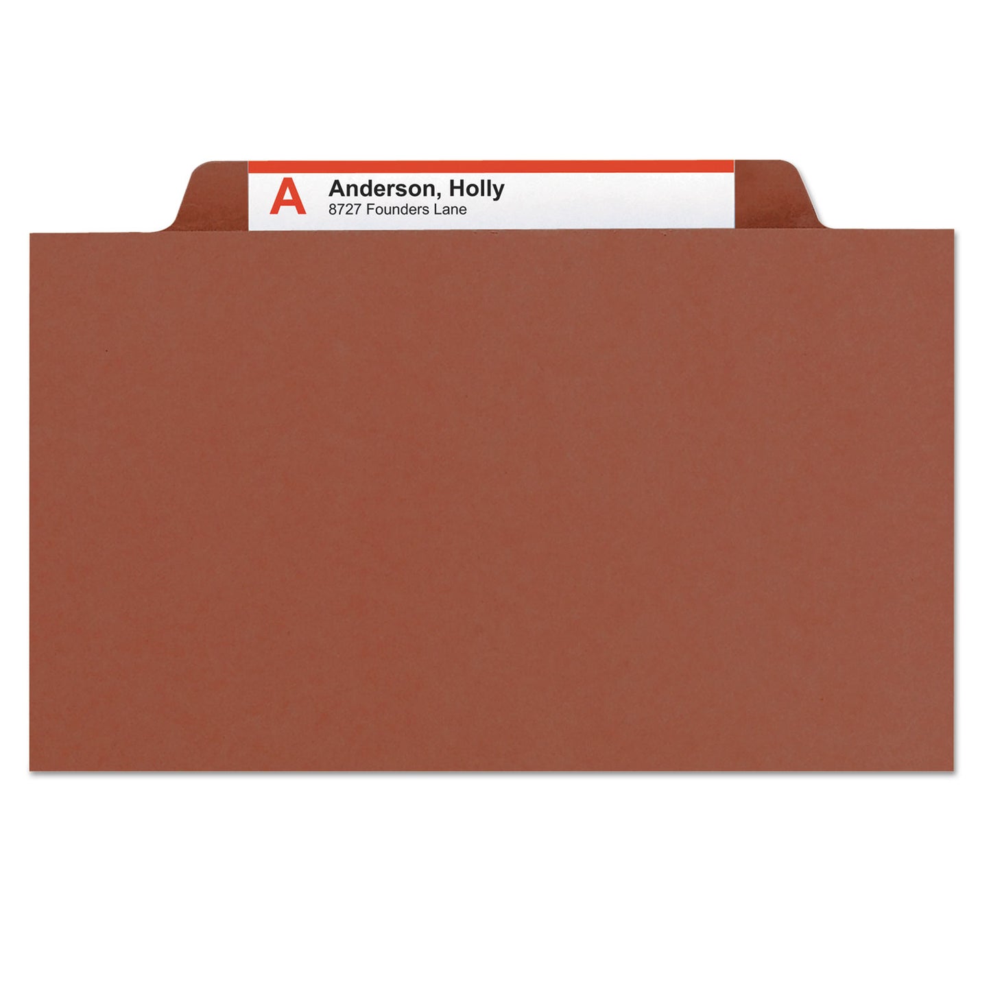 Smead Recycled Pressboard Classification Folders, 2" Expansion, 1 Divider, 4 Fasteners, Letter Size, Red Exterior, 10/Box (13724)