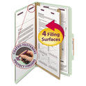 Smead Pressboard Classification Folders, Four SafeSHIELD Fasteners, 2/5-Cut Tabs, 1 Divider, Legal Size, Gray-Green, 10/Box (18776)