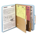 Smead 6-Section Pressboard Top Tab Pocket Classification Folders, 6 SafeSHIELD Fasteners, 2 Dividers, Letter Size, Blue, 10/Box (14081)