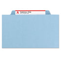 Smead 6-Section Pressboard Top Tab Pocket Classification Folders, 6 SafeSHIELD Fasteners, 2 Dividers, Letter Size, Blue, 10/Box (14081)