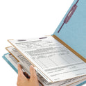 Smead Six-Section Pressboard Top Tab Classification Folders, Six SafeSHIELD Fasteners, 2 Dividers, Letter Size, Blue, 10/Box (14030)