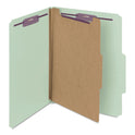 Smead Pressboard Classification Folders, Four SafeSHIELD Fasteners, 2/5-Cut Tabs, 1 Divider, Letter Size, Gray-Green, 10/Box (13776)