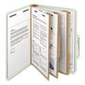 Smead Pressboard Classification Folders, Eight SafeSHIELD Fasteners, 2/5-Cut Tabs, 3 Dividers, Letter Size, Gray-Green, 10/Box (14091)