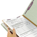 Smead Pressboard Classification Folders, Four SafeSHIELD Fasteners, 2/5-Cut Tabs, 1 Divider, Legal Size, Gray-Green, 10/Box (18776)