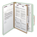 Smead Pressboard Classification Folders, Four SafeSHIELD Fasteners, 2/5-Cut Tabs, 1 Divider, Letter Size, Gray-Green, 10/Box (13776)