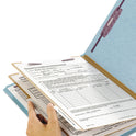 Smead Six-Section Pressboard Top Tab Classification Folders, Six SafeSHIELD Fasteners, 2 Dividers, Legal Size, Blue, 10/Box (19030)