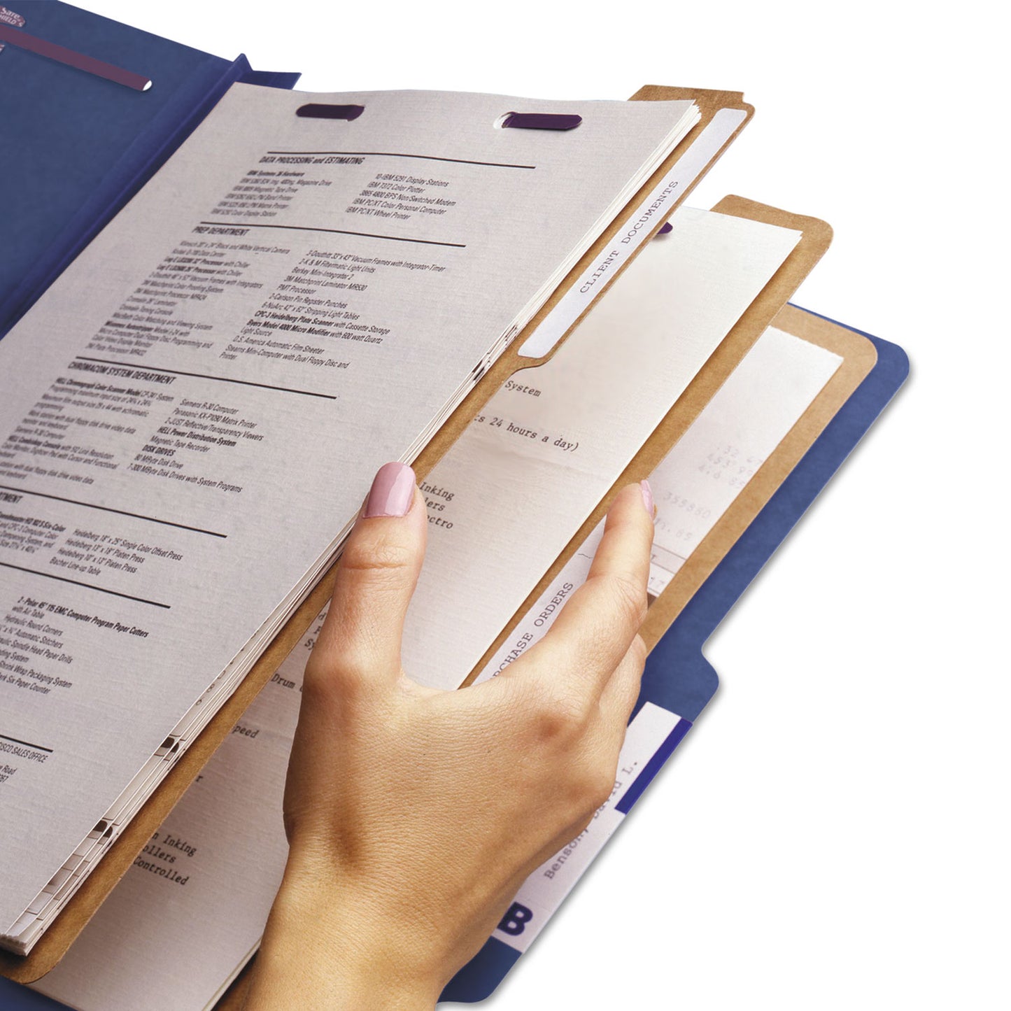 Smead Eight-Section Pressboard Top Tab Classification Folders, 8 SafeSHIELD Fasteners, 3 Dividers, Letter Size, Dark Blue, 10/Box (14096)