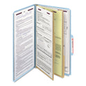 Smead Six-Section Pressboard Top Tab Classification Folders, Six SafeSHIELD Fasteners, 2 Dividers, Legal Size, Blue, 10/Box (19030)
