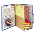Smead 6-Section Pressboard Top Tab Pocket Classification Folders, 6 SafeSHIELD Fasteners, 2 Dividers, Letter Size, Dark Blue, 10/BX (14077)