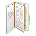 Smead Pressboard Classification Folders, Four SafeSHIELD Fasteners, 2/5-Cut Tabs, 1 Divider, Legal Size, Gray-Green, 10/Box (18776)