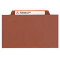 Smead 6-Section Pressboard Top Tab Pocket Classification Folders, 6 SafeSHIELD Fasteners, 2 Dividers, Letter Size, Red, 10/Box (14079)
