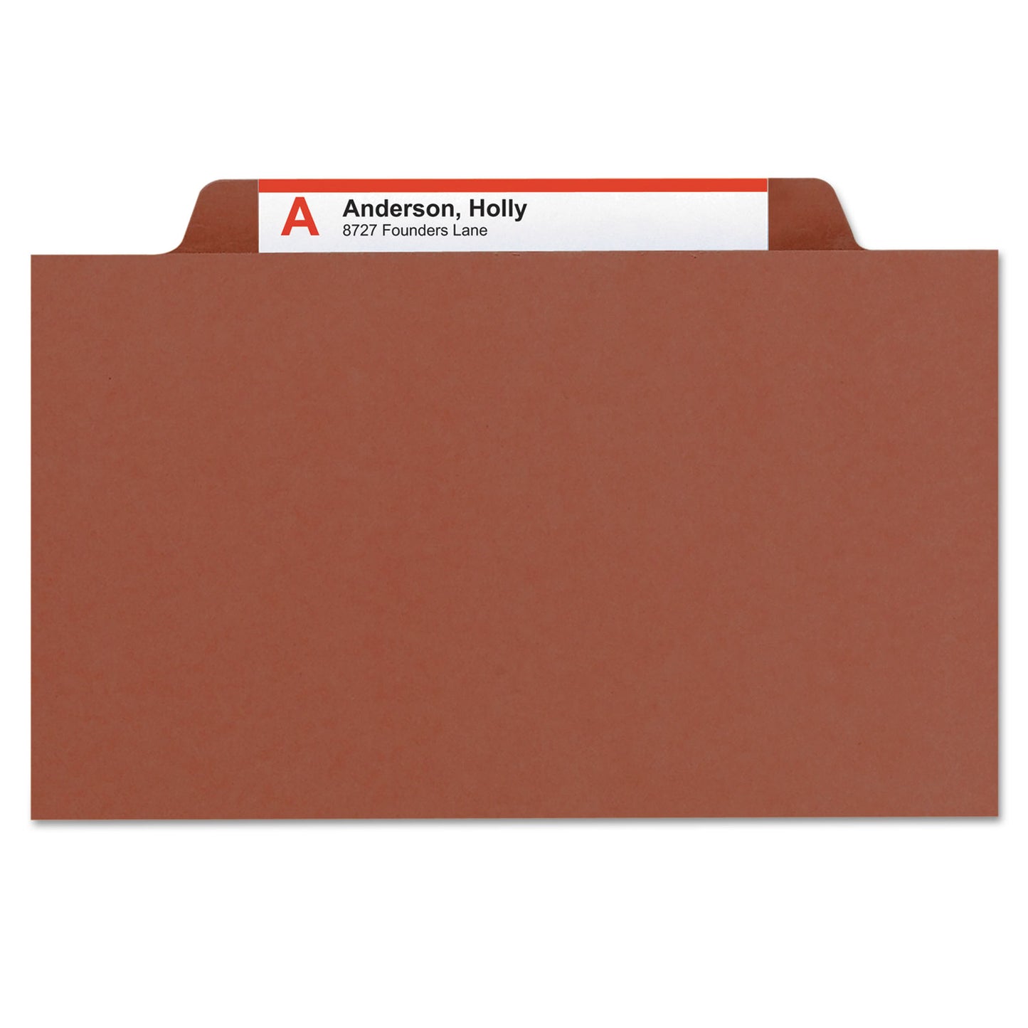 Smead 6-Section Pressboard Top Tab Pocket Classification Folders, 6 SafeSHIELD Fasteners, 2 Dividers, Letter Size, Red, 10/Box (14079)