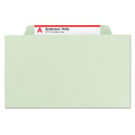 Smead Pressboard Classification Folders, Eight SafeSHIELD Fasteners, 2/5-Cut Tabs, 3 Dividers, Letter Size, Gray-Green, 10/Box (14091)