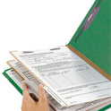 Smead Six-Section Pressboard Top Tab Classification Folders, Six SafeSHIELD Fasteners, 2 Dividers, Letter Size, Green, 10/Box (14033)