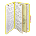 Smead Six-Section Pressboard Top Tab Classification Folders, Six SafeSHIELD Fasteners, 2 Dividers, Legal Size, Yellow, 10/Box (19034)