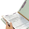 Smead Pressboard Classification Folders, Four SafeSHIELD Fasteners, 2/5-Cut Tabs, 1 Divider, Letter Size, Gray-Green, 10/Box (13776)