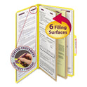 Smead Six-Section Pressboard Top Tab Classification Folders, Six SafeSHIELD Fasteners, 2 Dividers, Legal Size, Yellow, 10/Box (19034)