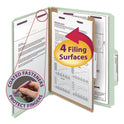 Smead Pressboard Classification Folders, Four SafeSHIELD Fasteners, 2/5-Cut Tabs, 1 Divider, Letter Size, Gray-Green, 10/Box (13776)