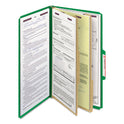 Smead Six-Section Pressboard Top Tab Classification Folders, Six SafeSHIELD Fasteners, 2 Dividers, Legal Size, Green, 10/Box (19033)