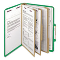 Smead Eight-Section Pressboard Top Tab Classification Folders, Eight SafeSHIELD Fasteners, 3 Dividers, Letter Size, Green, 10/Box (14097)