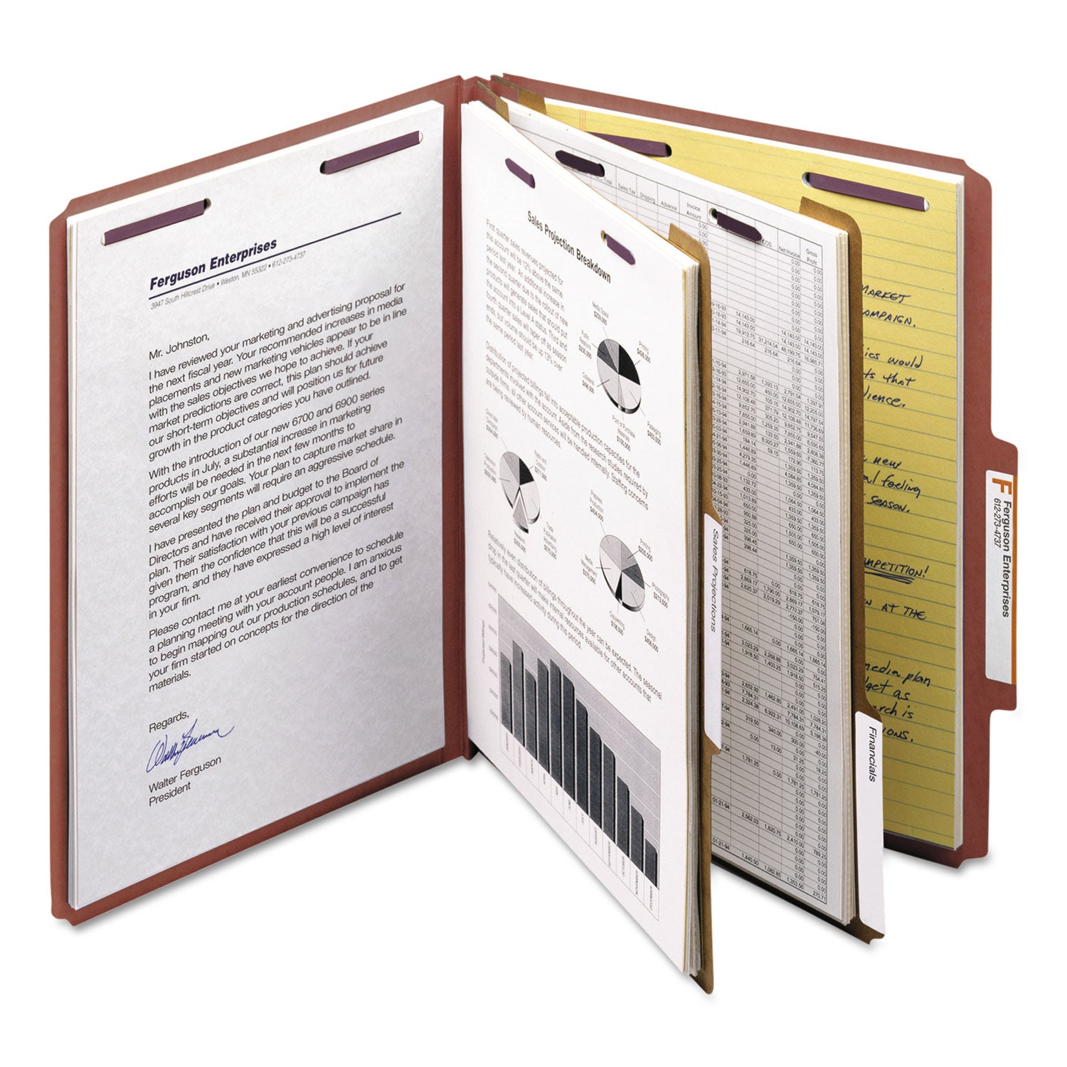 Smead Pressboard Classification Folders, Six SafeSHIELD Fasteners, 2/5-Cut Tabs, 2 Dividers, Letter Size, Red, 10/Box (14075)