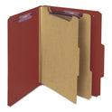 Smead Pressboard Classification Folders, Six SafeSHIELD Fasteners, 2/5-Cut Tabs, 2 Dividers, Letter Size, Red, 10/Box (14075)