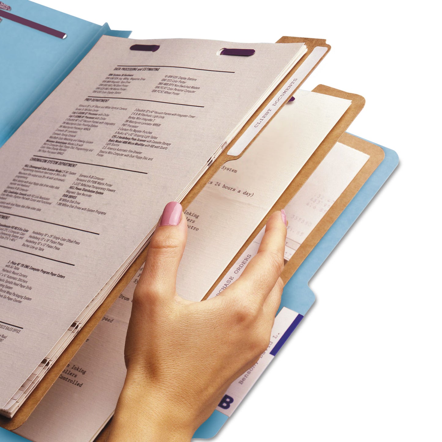 Smead Pressboard Top Tab Classification Folders, Eight SafeSHIELD Fasteners, 3" Expansion, 3 Dividers, Letter Size, Blue, 10/Box (14094)