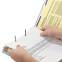 Smead Six-Section Pressboard Top Tab Classification Folders, Six SafeSHIELD Fasteners, 2 Dividers, Letter Size, Blue, 10/Box (14030)