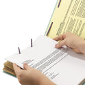 Smead Pressboard Classification Folders, Eight SafeSHIELD Fasteners, 2/5-Cut Tabs, 3 Dividers, Letter Size, Gray-Green, 10/Box (14091)