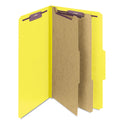 Smead Six-Section Pressboard Top Tab Classification Folders, Six SafeSHIELD Fasteners, 2 Dividers, Legal Size, Yellow, 10/Box (19034)