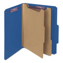 Smead Six-Section Pressboard Top Tab Classification Folders, Six SafeSHIELD Fasteners, 2 Dividers, Letter Size, Dark Blue, 10/Box (14032)