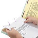 Smead Pressboard Classification Folders, Four SafeSHIELD Fasteners, 2/5-Cut Tabs, 1 Divider, Letter Size, Gray-Green, 10/Box (13776)