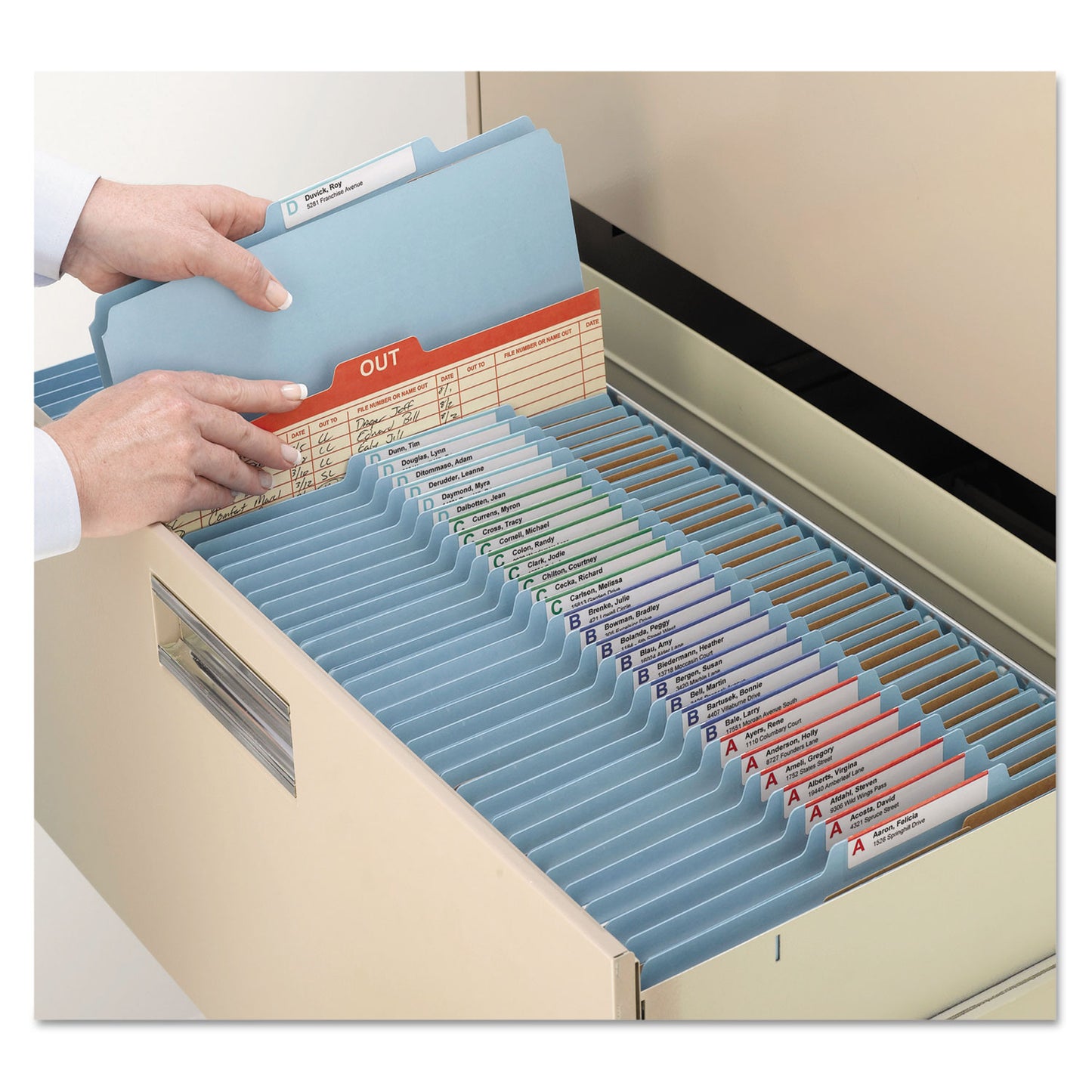 Smead Six-Section Pressboard Top Tab Classification Folders, Six SafeSHIELD Fasteners, 2 Dividers, Legal Size, Blue, 10/Box (19030)