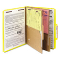 Smead 6-Section Pressboard Top Tab Pocket Classification Folders, 6 SafeSHIELD Fasteners, 2 Dividers, Letter Size, Yellow, 10/Box (14084)